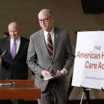 House Ways and Means Committee Chairman Rep, Kevin Brady, R-Texas (left), follows House Energy and Commerce Committee Chairman Rep. Greg Walden, R-Ore., to a news conference on Capitol Hill in Washington on Tuesday, March 7, as House Republicans introduce their plan to repeal and replace the Affordable Care Act. (AP Photo/J. Scott Applewhite)