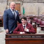 Arrington Miller, a freshman at Edmonds-Woodway High School, recently spent a week at the Capitol working as a page for the Washington State Senate. He was sponsored by Sen. Kirk Pearson, R-Monroe. (Contributed photo)