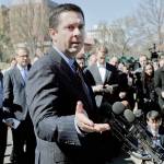 House Intelligence Committee Chairman Rep. Devin Nunes, R-Calif., speaks with reporters outside the White House in Washington following a meeting with President Donald Trump last week. (AP Photo/Pablo Martinez Monsivais, File)