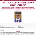 This wanted poster shows Dmitry Aleksandrovich Dokuchaev, 33, a Russian national and resident. (FBI via AP)