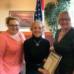 The Kiwanis Club of Snohomish recently named Susan Cedergreen its Citizen of the Quarter. Pictured from left are club President Chelsea Saunders, Cedergreen, and club board member Debbie Emge. (Contributed photo)
