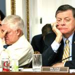 After eight hours of debate, House Rules Committee Chairman Rep. Pete Sessions (left), R-Texas, and Vice Chair Rep. Tom Cole, R-Okla., listen to arguments as the panel shapes the final version of the Republican health care bill on Wednesday on Capitol Hill in Washington. (AP Photo/J. Scott Applewhite)