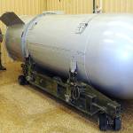 Brig. Gen. Garrett Harencak views a B53 nuclear bomb in 2009. (National Nuclear Safety Administration)