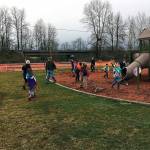Jackson Martin, 5, won a $500 Disney Summer of Service grant through Youth Service America. On March 11, Jackson and several friends took a break from playing to instead spread fresh wood chips in the playground areas at Haller Park. (Contributed photo)
