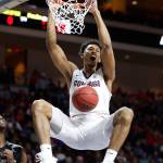 Gonzaga&rsquo;s Johnathan Williams dunks during the first half of the team&rsquo;s West Coast Conference tournament game against Pacific on March 4, 2017, in Las Vegas. (AP Photo/Isaac Brekken)