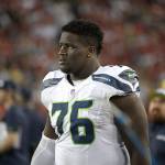 Seahawks offensive guard Germain Ifedi (76) watches from the sideline during the second half of a game against the Buccaneers on Nov. 27, 2016, in Tampa, Fla. (AP Photo/Phelan M. Ebenhack)