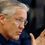 Seahawks head coach Pete Carroll speaks with reporters during the NFL owners meetings on March 29, 2017, in Phoenix. (AP Photo/Ross D. Franklin)