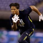 Washington defensive back Sidney Jones runs during the NFL scouting combine on March 6, in Indianapolis. (AP Photo/Michael Conroy)