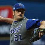Israel&rsquo;s starting pitcher, Jason Marquis, throws against South Korea on Monday during a first-round game of the World Baseball Classic at Gocheok Sky Dome in Seoul, South Korea. (AP Photo/Lee Jin-man)
