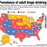 This map shows the prevalence of binge drinking. (Stateline/2016)