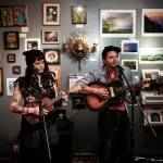 Christa and Richard Porter, The Porters, play a set at the Black Lab Gallery during the Fisherman&rsquo;s Village Music Festival in Everett on Friday. (Ian Terry / The Herald)