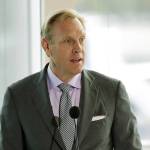 In this 2015 photo, Pat Shanahan, senior vice president of Airplane Programs for Boeing Commercial Airplanes, speaks at Boeing Field in Seattle. (AP Photo/Ted S. Warren, File)