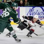 The play of Kevin Davis (38) has been one of the keys to the Everett Silvertips&rsquo; success on the power play this season. (Kevin Clark / The Herald)