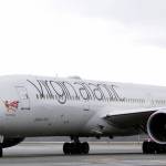 A Virgin Atlantic Boeing 787-9 passenger airplane arrives following a flight from London to Seattle on Monday, March 27, at Seattle-Tacoma International Airport in Seattle. (AP Photo/Ted S. Warren)