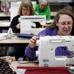 Volunteers gather to sew projects for various groups