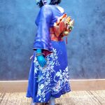 Heather Jean Uhl in a meijipunk ensemble fashioned from vintage textiles and inspired by the bakeneko, a transforming cat, of Japanese folklore. (Photo by Garrick Uhl)