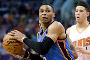 Westbrook clinches triple-double average, but Thunder routed