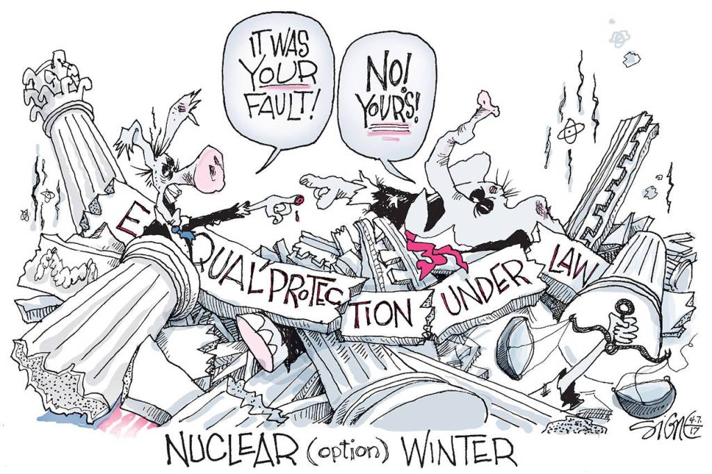Editorial cartoons for Sunday, April 9