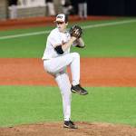 Oregon State&rsquo;s Jake Mulholland delivers during a game this season at Goss Stadium in Corvallis, Oregon. Mulholland, a freshman left-hander from Snohomish, has helped the Beavers to a No. 1 overall ranking in both major polls entering the weekend. (Dave Nishitani / Oregon State athletics)