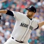 Elaine Thompson / Associated Press                                Mariners pitcher James Paxton throws in the first inning of Monday&rsquo;s game in Seattle.