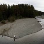 A family fishes at the convergence of the North and South Fork of the Stillaguamish River near Twin Rivers Park in Arlington in October 2015. (Ian Terry / Herald file photo)