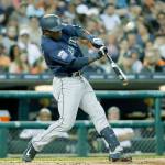 Seattle&rsquo;s Guillermo Heredia (5) takes a cut against Detroit on Wednesday in Detroit. Heredia is growing into his starting role with the Mariners. (AP Photo/Paul Sancya)
