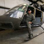 Snohomish County Sheriff&rsquo;s Search and Rescue chief pilot Bill Quistorf sits in the stripped-out body of Kiowa helicopter on Wednesday, April 19, in Snohomish. (Andy Bronson / The Herald)
