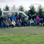 Naval Station Everett sailors and civilian staff volunteered April 19 with participants from Mount Baker-Snoqualmie National Forest and EarthCorps to help restore habitat at Union Slough as part of a Navy celebration of Earth Day. (U.S. Navy photo by Mass Communication Specialist 3rd Class Joseph Montemarano)