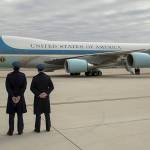 In this Feb. 17 photo, military personnel watch as Air Force One, with President Donald Trump, aboard prepares to depart at Andrews Air Force Base in Maryland. (AP Photo/Andrew Harnik, File)