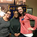South Everett-Mukilteo Rotary Club President Cassie Franklin (left) and Jasmine Diedrich (right) congratulate Cascade High School&rsquo;s Bethany Kassala as a Student of the Month. (Contributed photo)