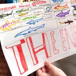 J.T. Fisher has made learning about sharks a personal passion and has dozens of books on the topic. Here he has drawn some types of prehistoric sharks. (Sharon Salyer / The Herald)