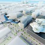 An artist&rsquo;s rendering of a vertical take-off and landing car that Uber could use to shuttle passengers through the air. (Uber)