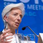 International Monetary Fund Managing Director Christine Lagarde speaks Saturday after a conference at the IMF headquarters in Washington. (AP Photo/Jose Luis Magana)