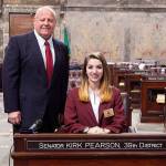 SusAnna Kerns, a sophomore at Snohomish High School, recently spent a week at the Capitol working as a page for the Washington State Senate. She was sponsored by Sen. Kirk Pearson, R-Monroe. (Contributed photo)