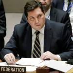 Russia&rsquo;s deputy United Nations ambassador Vladimir Safronkov listens during a meeting of the Security Council on Syria at U.N. headquarters on Wednesday, April 5. (AP Photo/Bebeto Matthews)