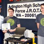 Arlington High School&rsquo;s Air Force Junior ROTC recently placed third in state in a cyber security defense competition. Pictured from left are senior aerospace science instructor Mike Blue; Cadet Second Lieutenant Cody Barschaw; and Cadet Master Sergeant Zechariah Rodino. (Contributed photo)