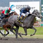Blazinbeauty prevails in the 2016 Barbara Shinpoch Stakes at Emerald Downs. She&rsquo;s expected to be among the top fillies at the track this year. (Photo courtesy of Emerald Downs)