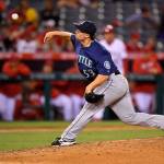 Mariners relief pitcher Dan Altavilla throws to the plate during the ninth inning of a game against the Angels on Sept. 12, 2016, in Anaheim, Calif. (AP Photo/Mark J. Terrill)