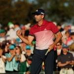 Sergio Garcia reacts after making a putt on the 18th hole during the third round of the Masters golf tournament on April 8, 2017, in Augusta, Ga. (AP Photo/Matt Slocum)
