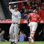 The Mariners&rsquo; Kyle Seager reacts after striking out during the sixth inning of a game against the Angels on April 7, 2017, in Anaheim, Calif. (AP Photo/Jae C. Hong)