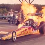 This photo, circa 1975, shows Hank Johnson competing in a drag race in Saskatoon, Saskatchewan. (Photo courtesy of Betty Johnson)