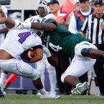 Michigan State&rsquo;s Malik McDowell (right) tackles Furman&rsquo;s Richard Hayes III for a 6-yard loss during the first quarter of a game Sept. 2, 2016, in East Lansing, Mich. (AP Photo/Al Goldis)