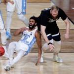 North Carolina&rsquo;s Joel Berry II after getting fouled by Gonzaga&rsquo;s Przemek Karnowski (right) during the second half of the Final Four championship on Monday,in Glendale, Arizona. (AP Photo/Matt York)