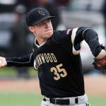Lynnwood&rsquo;s Jared Whitman pitches as Lynnwood beat Shorewood 3-2 in nine innings of baseball on Tuesday, April 4, 2017 in Shoreline, Wa. (Andy Bronson / The Herald)