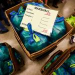 Bags of food at the Marysville Community Food Bank await delivery to schools. (Ian Terry / The Herald)