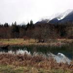 Whitehorse Mountain is shrouded by clouds on a recent March morning. The mountain is visible from many points on the Whitehorse Trail. (Aaron Swaney photo)