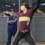 Lakewood freshman pitcher Kassidy Millar is watched by her father, Everett coach Mike Millar, during Monday&rsquo;s game in Everett. (Andy Bronson / The Herald)