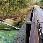Squire Creek rushes under the rebuilt Squire Creek bridge. (Aaron Swaney photo)