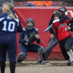 All eyes are on the ball as Snohomish&rsquo;s Ame Bridgeman hits an RBI double during a game against Meadowdale on April 25 in Snohomish. (Andy Bronson / The Herald)