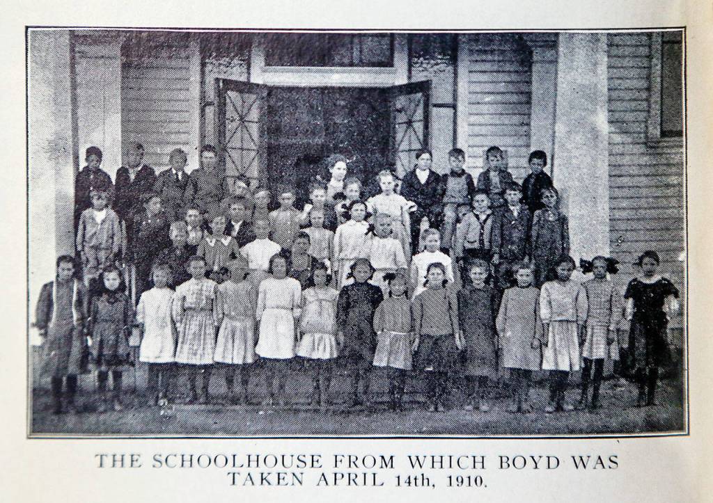 Annette Fitch-Brewer&rsquo;s son, Curtis, who went by the assumed name of Boyd McIntyre while in hiding, was taken from this Lake Stevens schoolhouse by a lawyer and deputy sheriff April 14, 1910. (From &ldquo;The Story of a Mother-Love&rdquo;)